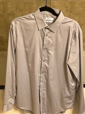Calvin Klein Men's Silver-Gray Dress Shirt
